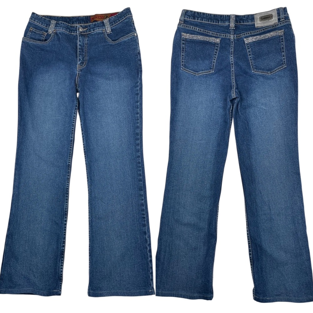 VTG Lawman Flare Jeans Rhinestone Bedazzled Pockets Women's 31x30 Rodeo Cowgirl‎